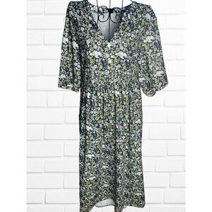 Noracora Dress Women's XL Floral Short Sleeve V-neck Casual